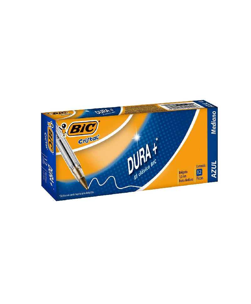 PLUMA BIC P/M AZUL BARRIL TRANSPARENTE CAJA C/12PZ 15492-00068