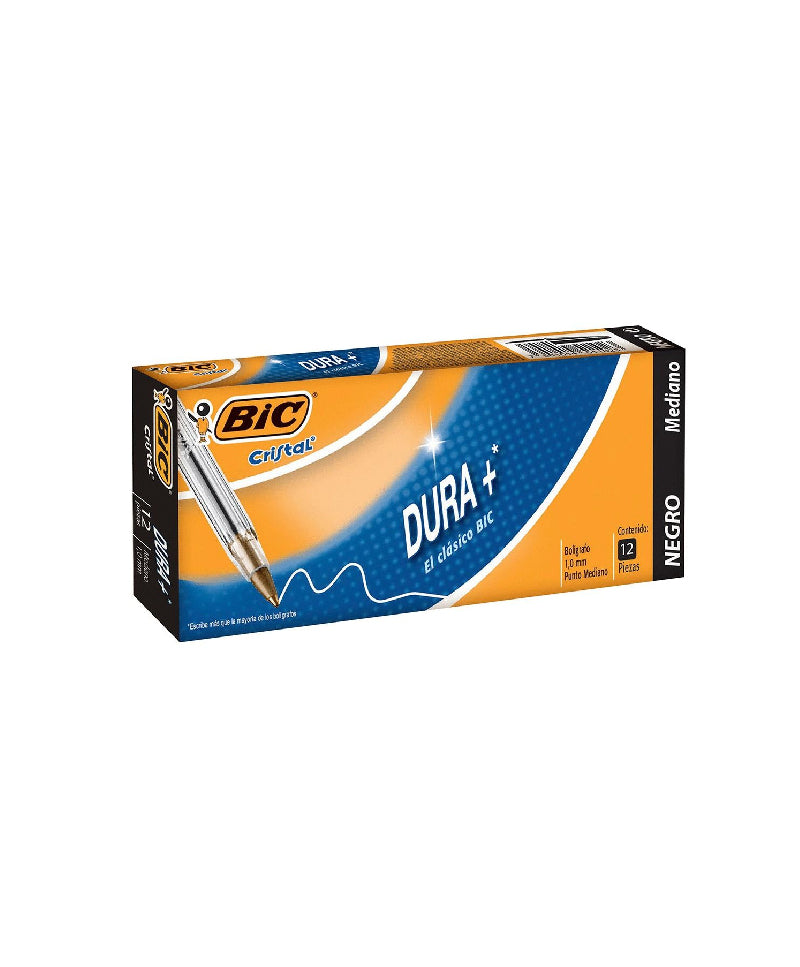 PLUMA BIC P/M NEGRO BARRIL TRANSPARENTE CAJA C/12 PIEZAS 15492-00281