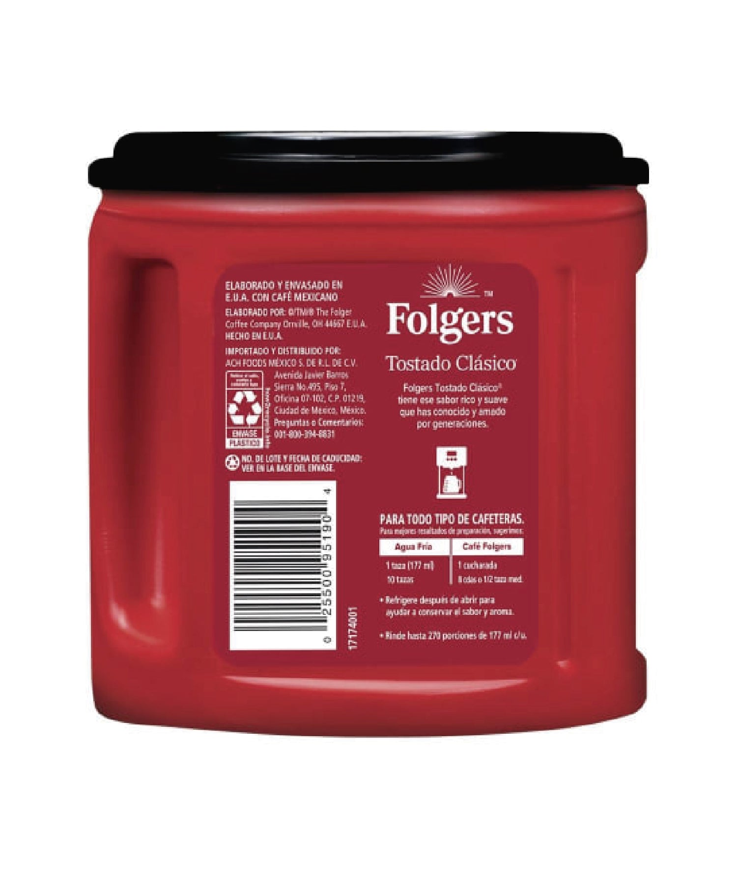 Café Folgers Molido Bote Rojo - 1230 gramos